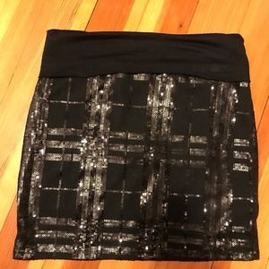 Black Sequin Bodycon Skirt